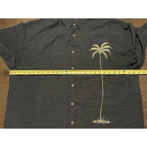 Bamboo Cay 2XL Black Palm Tree Embroidered Modal Blend Button Up S/S Shirt - Picture 6 of 7
